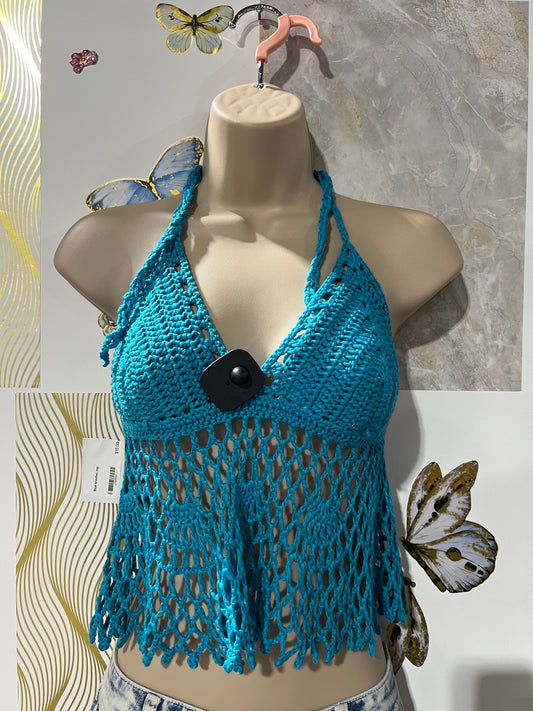 Turquoise Crochet Top