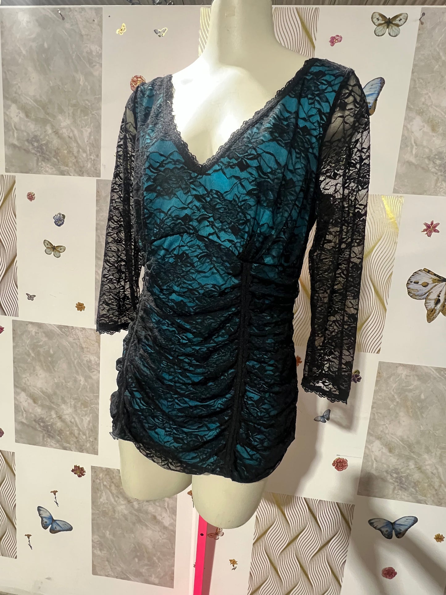 Blue Black Lace Shirt