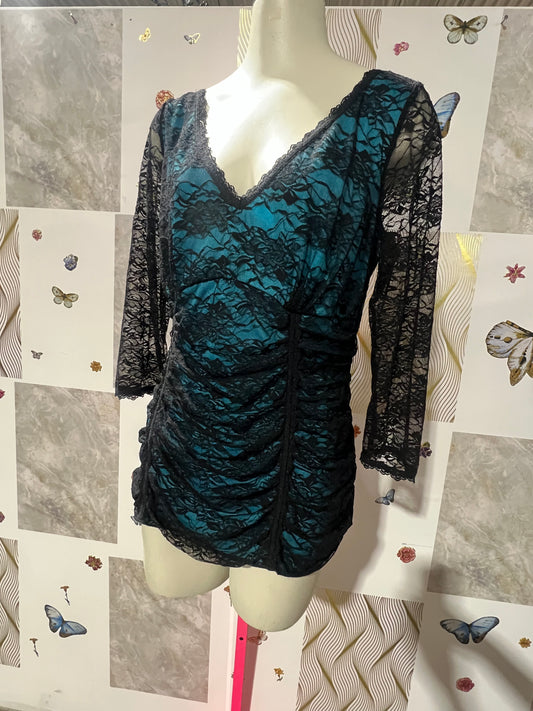 Blue Black Lace Shirt