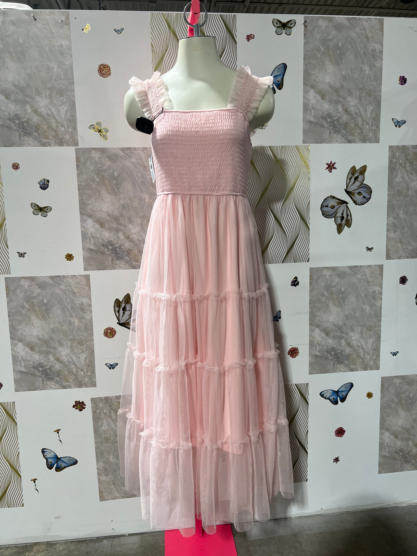 Light Pink Ruffled Long Dress