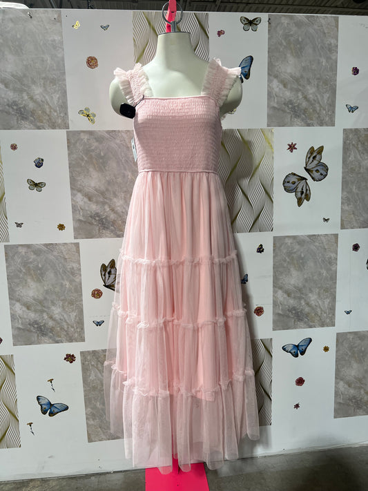 Light Pink Ruffled Long Dress