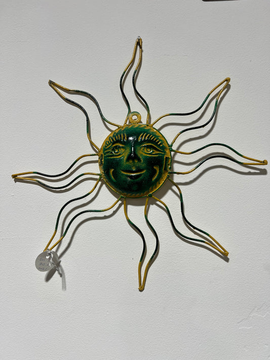 Small Green and Yellow Wire Sun